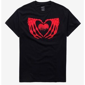 Red Skeleton Heart Tshirt